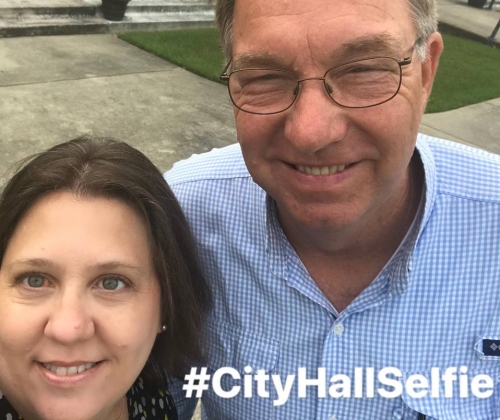 Leanne West and Mayor Woody Jacobs