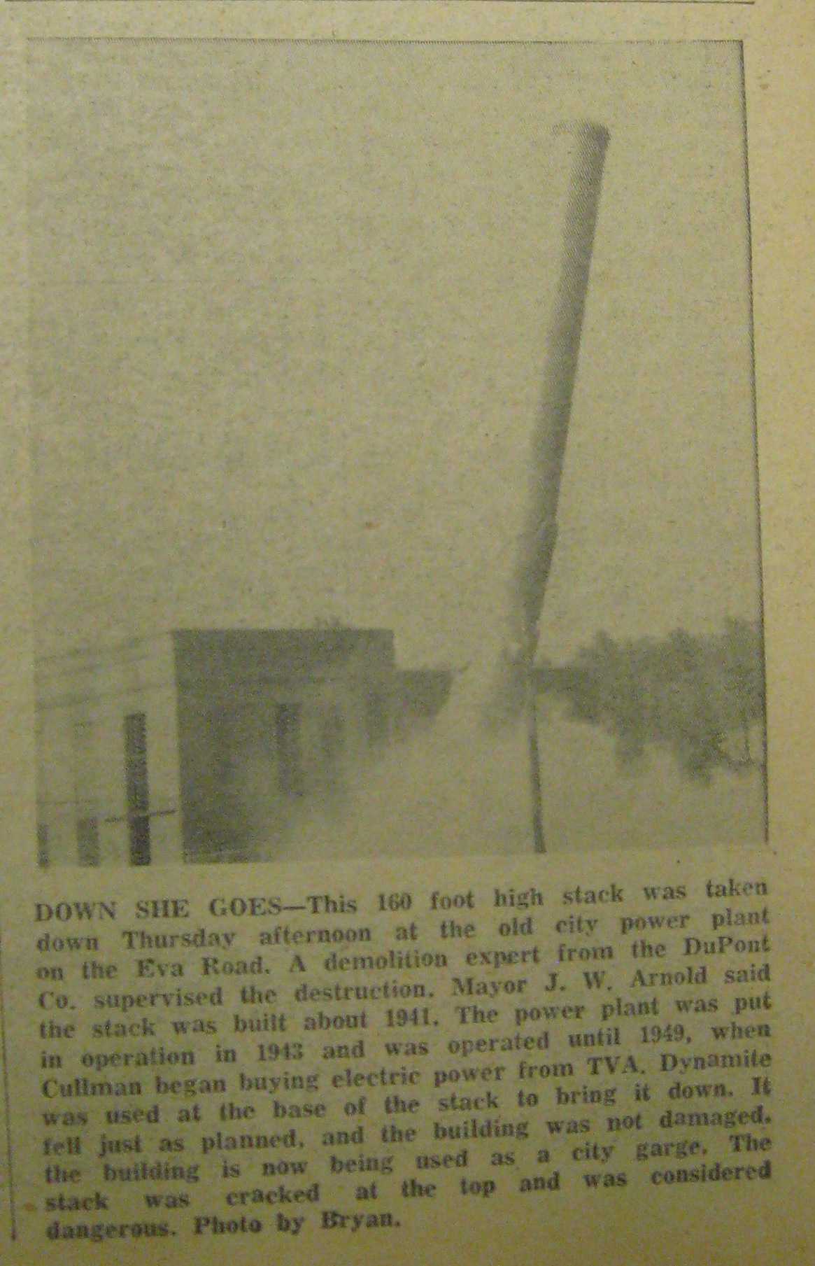 Power Plant Stack Comes Down | Date Unknown